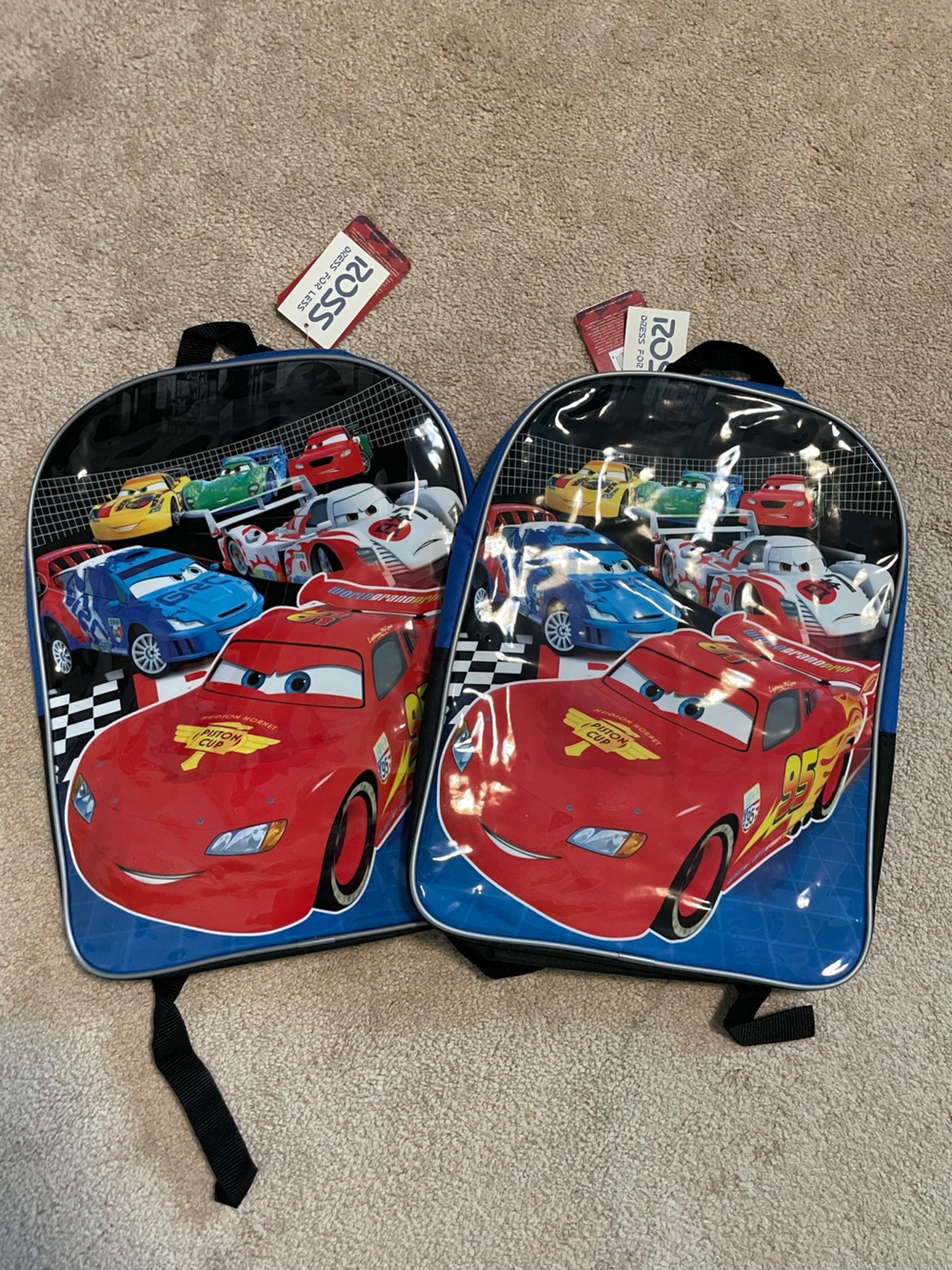 Two Red Race Car Kids Backpack